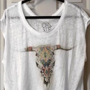 Chaser bull skull long graphic tee large